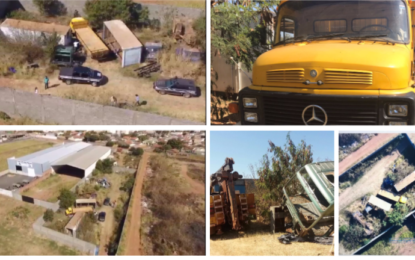 OPERAÇÃO COM APOIO DE DRONE DA PCMG DESVENDA DESMANCHE DE VEÍCULOS