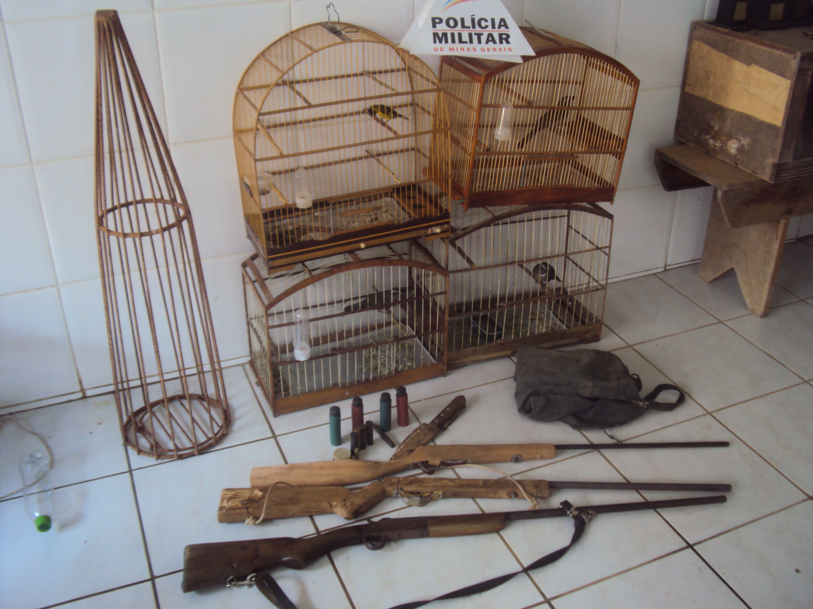 Polícia Militar do Meio Ambiente apreende 3 espingardas, resgata pássaros e prende caçador em Presidente Bernardes