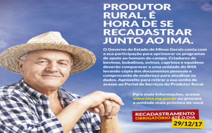 IMA INICIA RECADASTRAMENTO OBRIGATÓRIO DE PRODUTORES RURAIS EM TODO O ESTADO