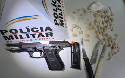 Em operação arma de fogo e grande quantidade de pedras de crack apreendidas no Bairro Grogotó em Barbacena.