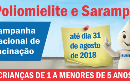 Campanha de vacinação contra poliomielite e sarampo termina nesta sexta