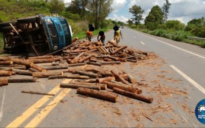 Motorista inabilitado tomba caminhão na BR 354 entre Arcos e Formiga