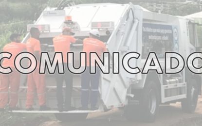 Coleta de lixo será em regime de plantão no aniversário da cidade