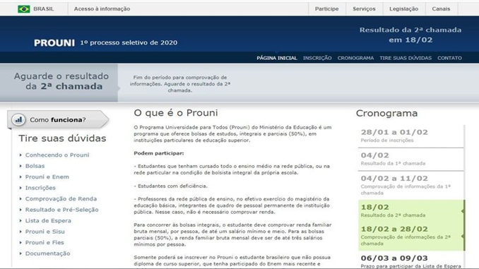 MEC divulga chamada do ProUni nesta terça-feira (18)