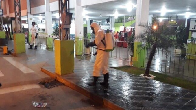 Desinfecção de pontos com potencial para propagação do Covid-19, em Barbacena