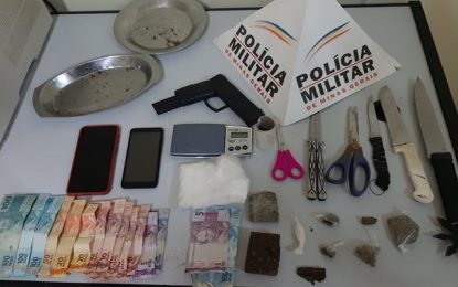 Jovem é preso e menor apreendido suspeitos de tráfico de drogas, em Barbacena Barbacena