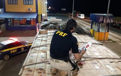 PRF apreende 800 mil maços de cigarros contrabandeados na BR 050 em Uberlândia/MG