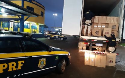 PRF apreende carga de cigarros avaliada em R$ 2 milhões na BR-153