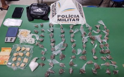 Jovem é preso em flagrante pelo crime de tráfico de drogas, em São Tiago