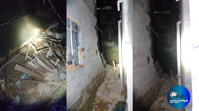 Residência é parcialmente desabada e moradores são evacuados do local na Rua Ceará no bairro Boa Vista, em Barbacena