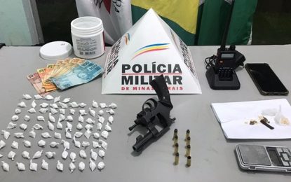 Apreensão de drogas, dinheiro, arma e munições nos Bairros São Dimas e Sagrado Coração de Jesus