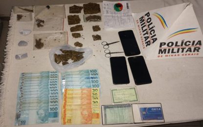 Polícia Militar prende trio suspeito de tráfico de drogas, em Barbacena