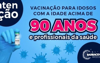 Idosos a partir de 90 anos começam a ser vacinados a partir de segunda-feira