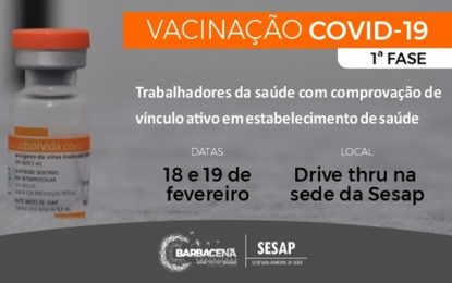 Confira como será o esquema de vacinação dos trabalhadores de saúde por Drive Thru na primeira fase