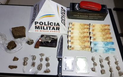 Polícia Militar faz apreensão de arma de fogo e drogas no Bairro Nova Cidade, em Barbacena