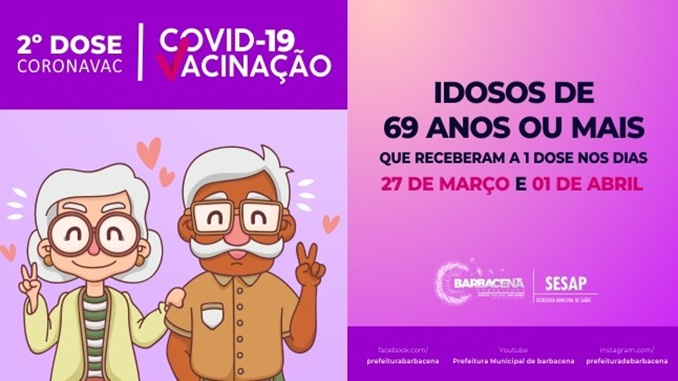 Idosos de 69 anos ou mais que receberam a primeira dose da vacina contra a COVID-19 devem retornar para a segunda dose