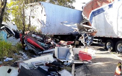 Acidente entre carreta e caminhão deixa três mortos na BR-135, em Joaquim Felício