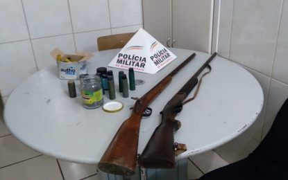 Polícia Militar apreende armas de fogo, munições e pólvoras em Antônio Carlos