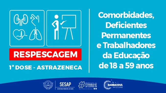 Prefeitura fará repescagem de vacinação de pessoas com comorbidade que ainda não tomaram a primeira dose da vacina contra a Covid-19