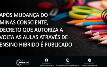 Após mudança do Minas Consciente, decreto que autoriza a volta as aulas através de ensino hibrido é publicado