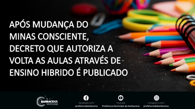 Após mudança do Minas Consciente, decreto que autoriza a volta as aulas através de ensino hibrido é publicado