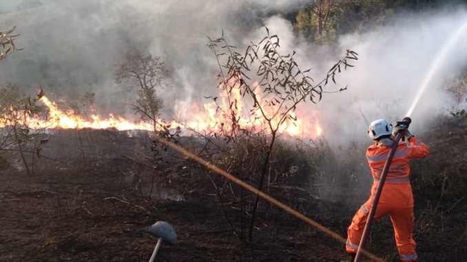 Corpo de Bombeiros atendeu a mais uma ocorrência de incêndio em vegetação