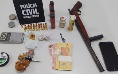 PCMG prende suspeito por tráfico de drogas e posse ilegal de arma de fogo em Barbacena